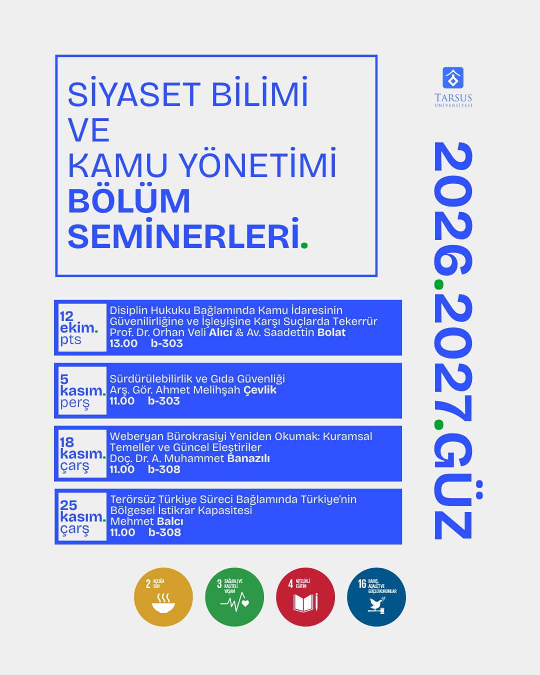 2026-2027 Güz Dönemi Bölüm Seminerleri